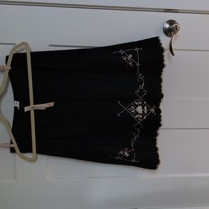 LOFT Petite Black Mini Skirt with Intricate White Detailing